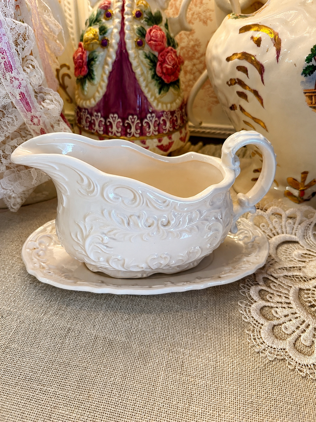Vtg Napcoware “White Provincial” gravy boat