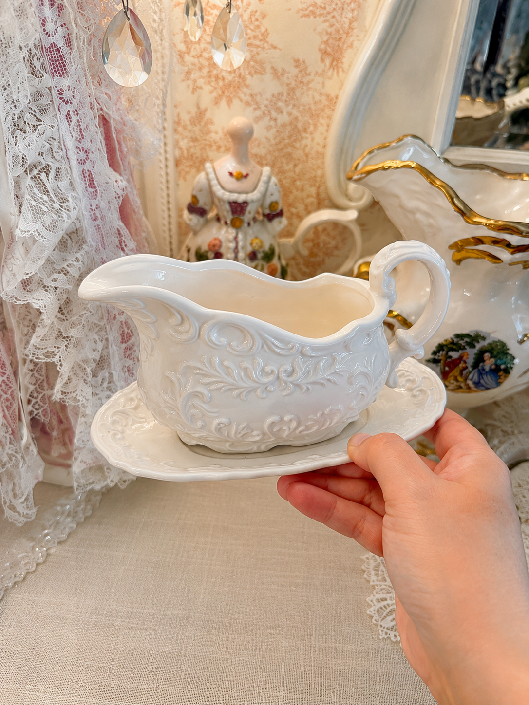 Vtg Napcoware “White Provincial” gravy boat