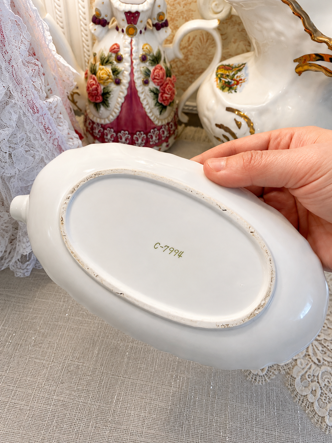 Vtg Napcoware “White Provincial” gravy boat