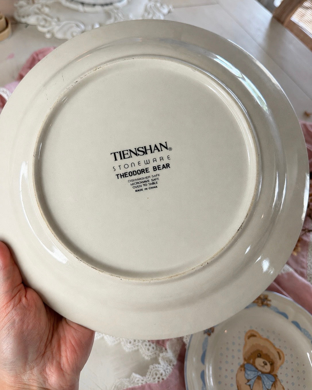 Vtg Tienshan Country Teddy Bear Ceramic Plates