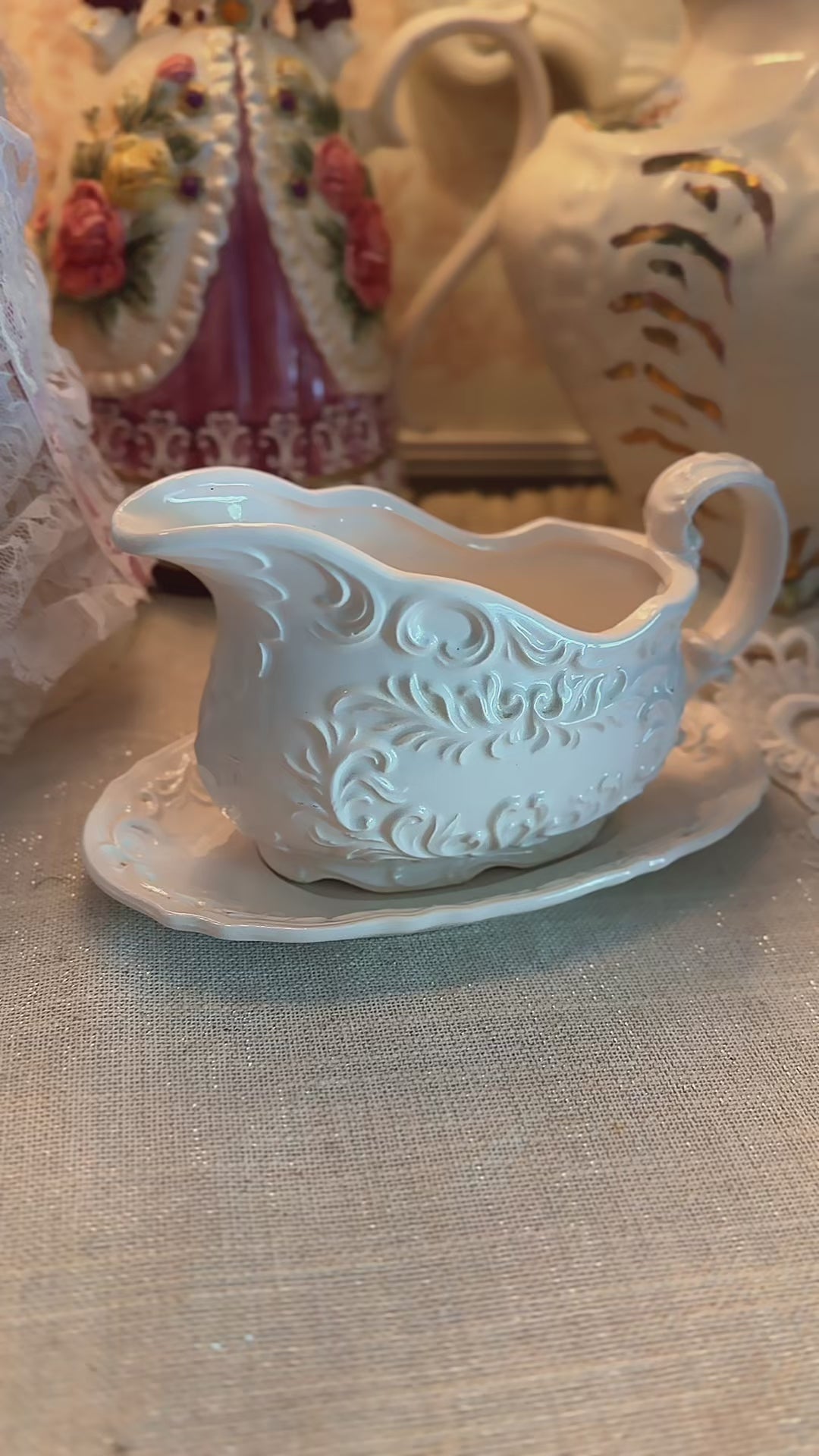 Vtg Napcoware “White Provincial” gravy boat